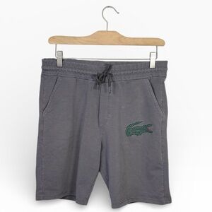 Lacoste Big Logo Men’s Regular Fit Cotton Fleece Gym Shorts in Gray M-372 Sz L